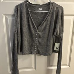 NWT! Small SO Brand Grey Cropped Lounge Shirt 