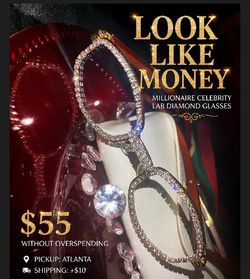 Millionaire Celebrity lab diamond glasses in gold tone. Sparkling lab diamond glitter frames deliver a celebrity style. Lightweight, luxe look for eve