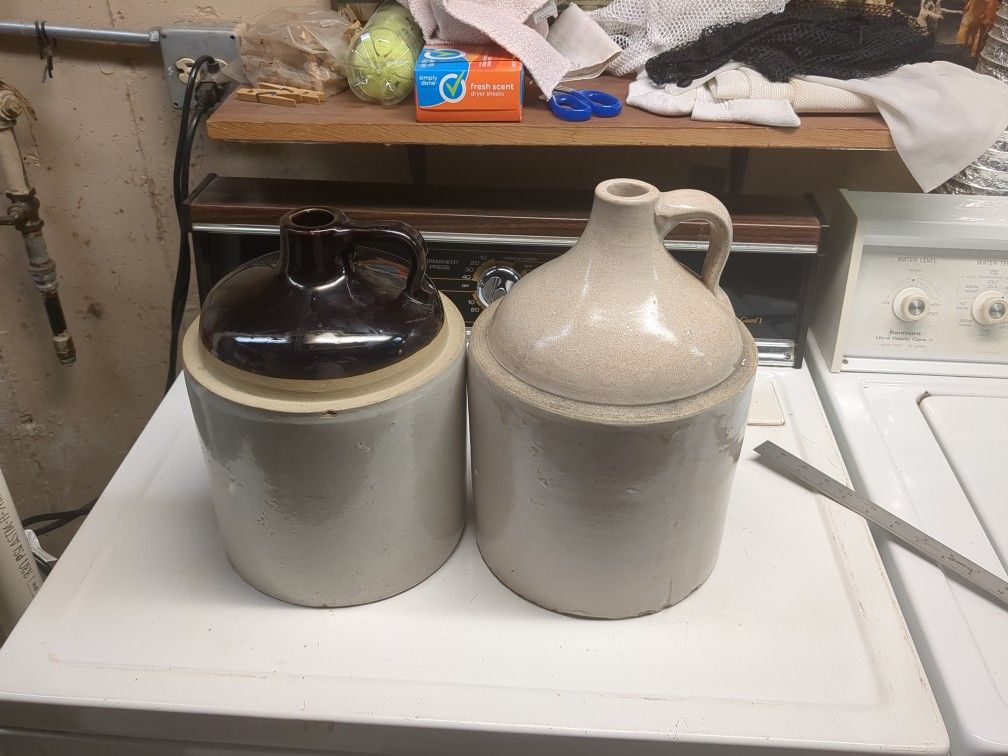 Two Stoneware Jugs  Antique 