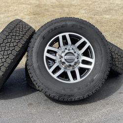 Like NEW OEM 18" Ford F-250 Wheels 275/70R18 tires AT 10ply F350 rims 8x170 F250 F-350 Lariat Limited Tremor