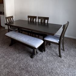 Delfina II Brown 79" Farmhouse X Base Dining With Bench Set For 6