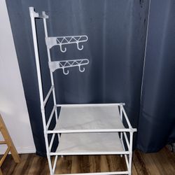 Compact clothing clothes organizer and storage shelf. No longer need.