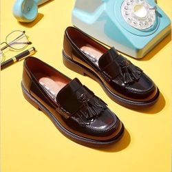 Teenmix Adrian Arcadia Leather Tassel Loafers in CHERRY RED ARCADIA