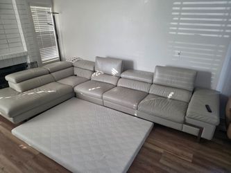 Luxury Light Gray Leather Sectional Sofa – Originally $6,000