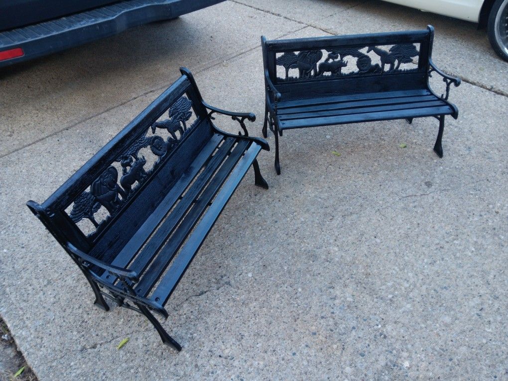 Pair Of Children's Park Benches