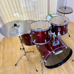 SP Sound Percussion Adult Candy Apple Red Complete Drum Set 22 13 13 16 14 New Quiet Cymbals Sticks Key $275 Cash In Ontario 91762