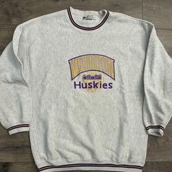 Vintage Washington Huskies Crewneck purple gold XL Embroidered 90s Sweater Vtg
