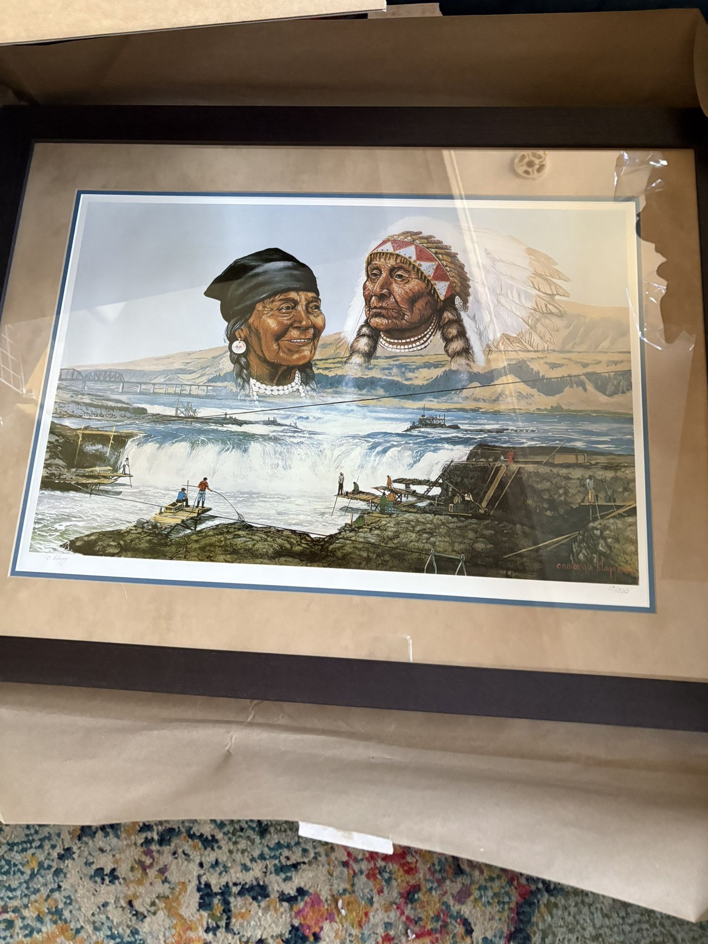 Celilo Falls By Cameron Bragg Lithograph