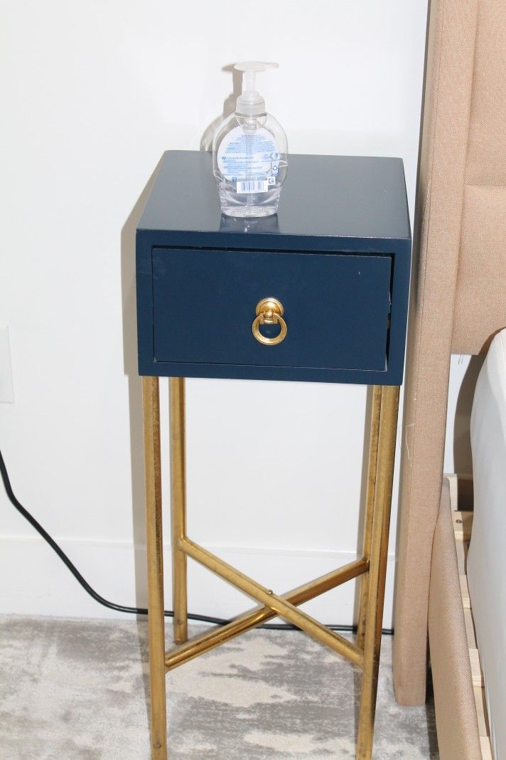 2 Gold And Blue End Tables