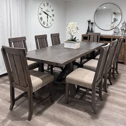 96” Wood Dining Table & 8 Chairs | Living Spaces 