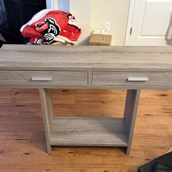 Gray Wood Veneer Console Table 