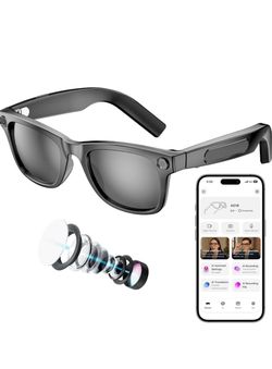 AI smart Glasses, Real time Translation, 8MP HD Video Recorder Open-Ear Bluetooth Audio, Dual-Mic ENC Noise Cancellation, for Meetings, Outdoor Travel