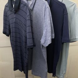 
4 Designer Polo Shirts - Mens size Large, Calvin Klein, Banana Republic, MK

