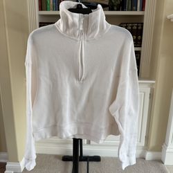 Stars Above white waffle knit quarter-zip pullover