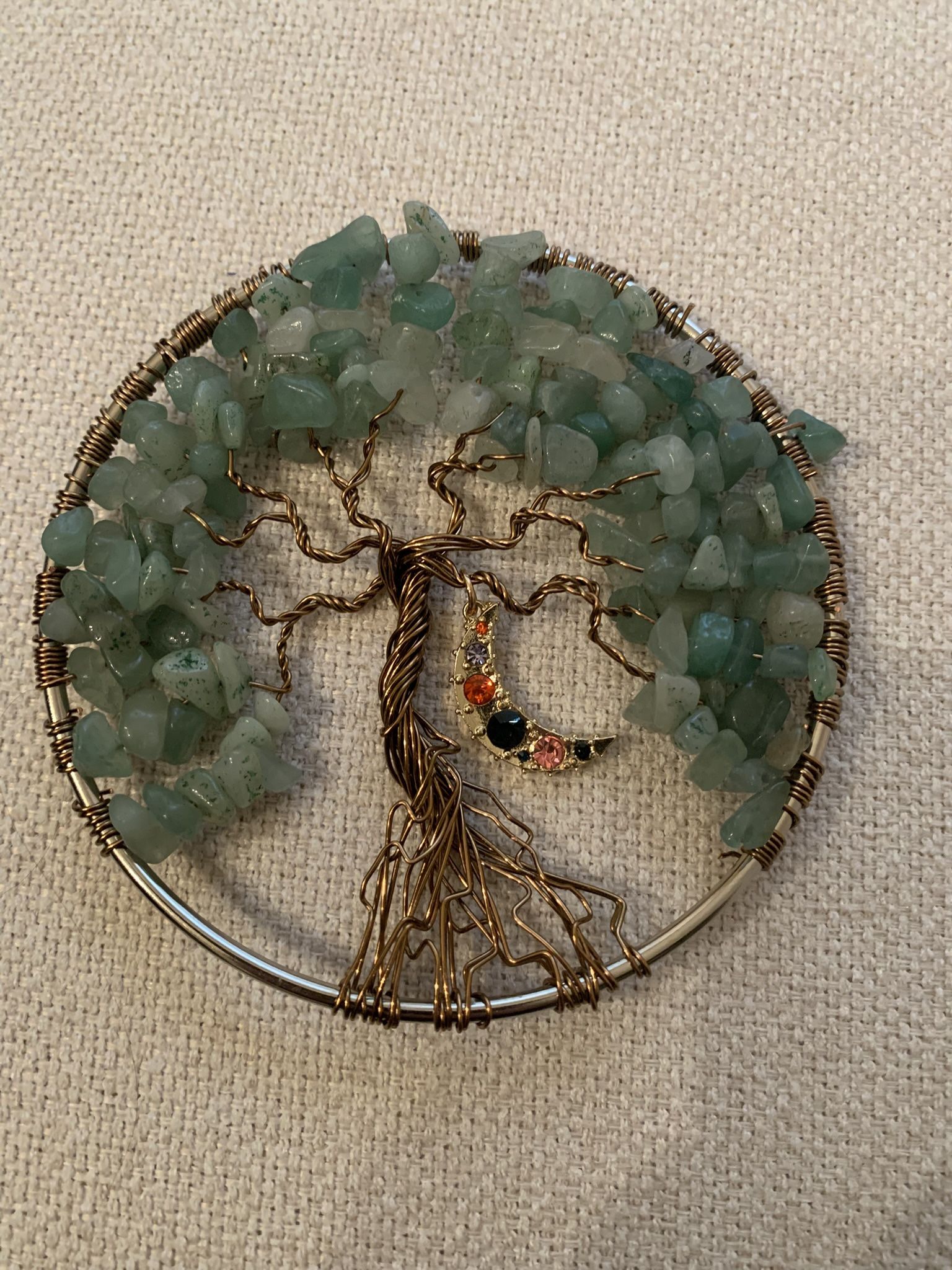 Green Aventurine Tree of Life Ornament 4”, Crystal Car Charm, Tree of Life Crystal Hanging, Crystal Ornament