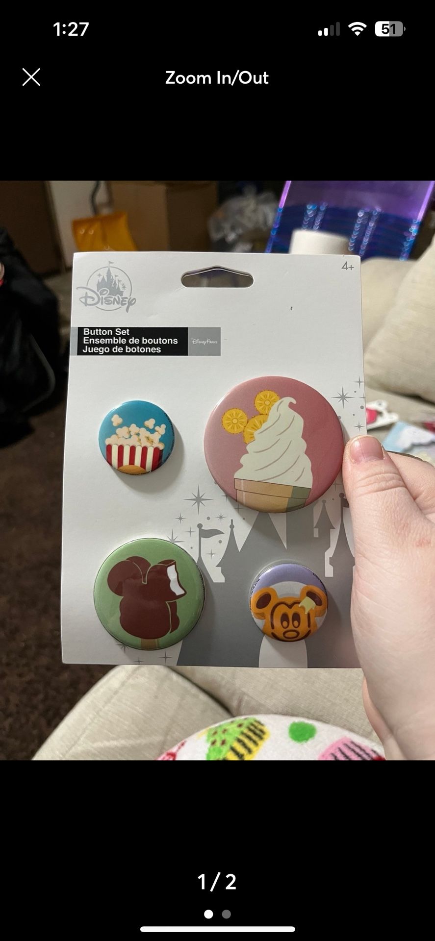 Snack button pin set