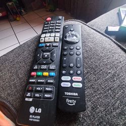 2 remote control para tv LG Le falta el cover de atras y 1 fire tv Toshiba 