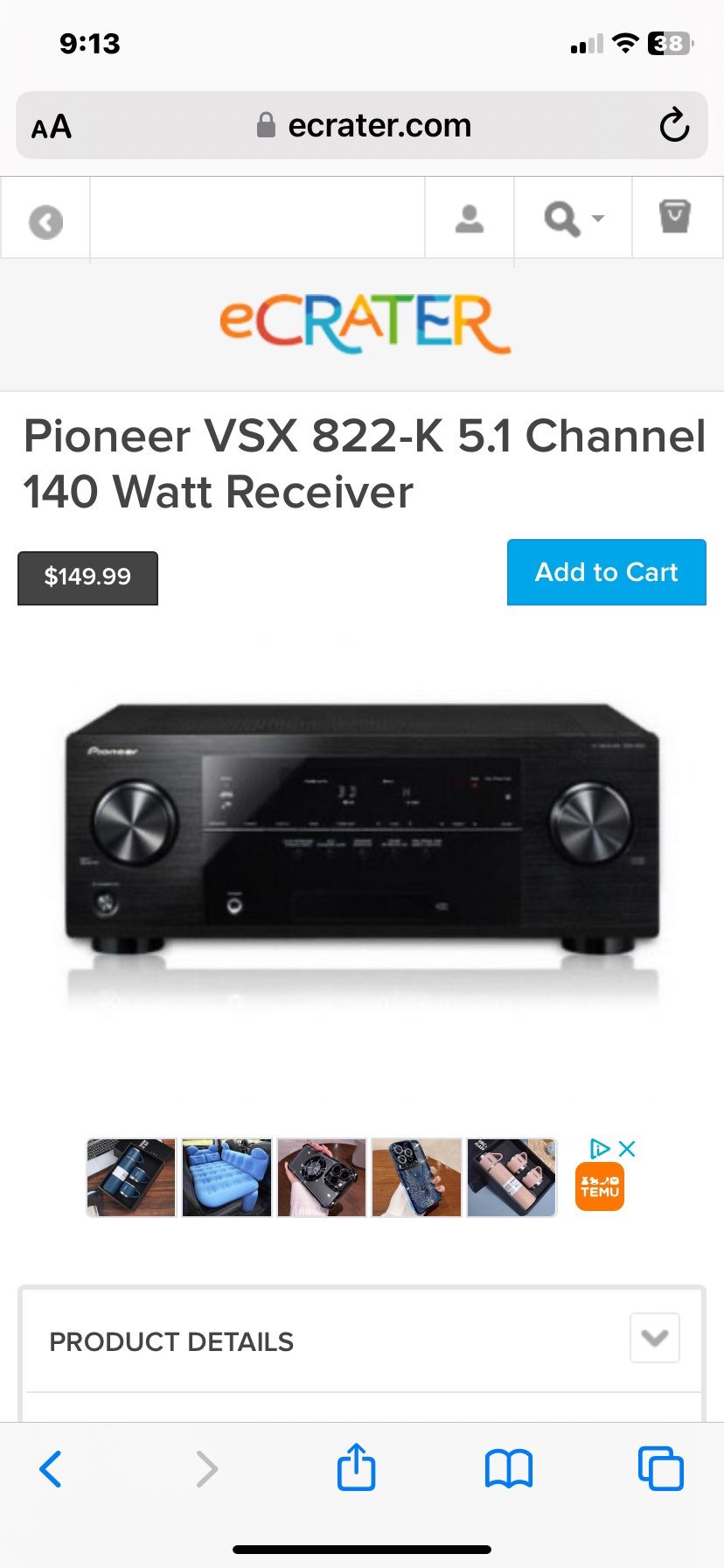 Pioneer AV  Surround Sound Receiver. 