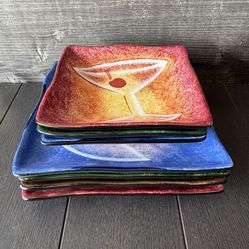 7 Piece Clay Art Square Platters Martini Pattern