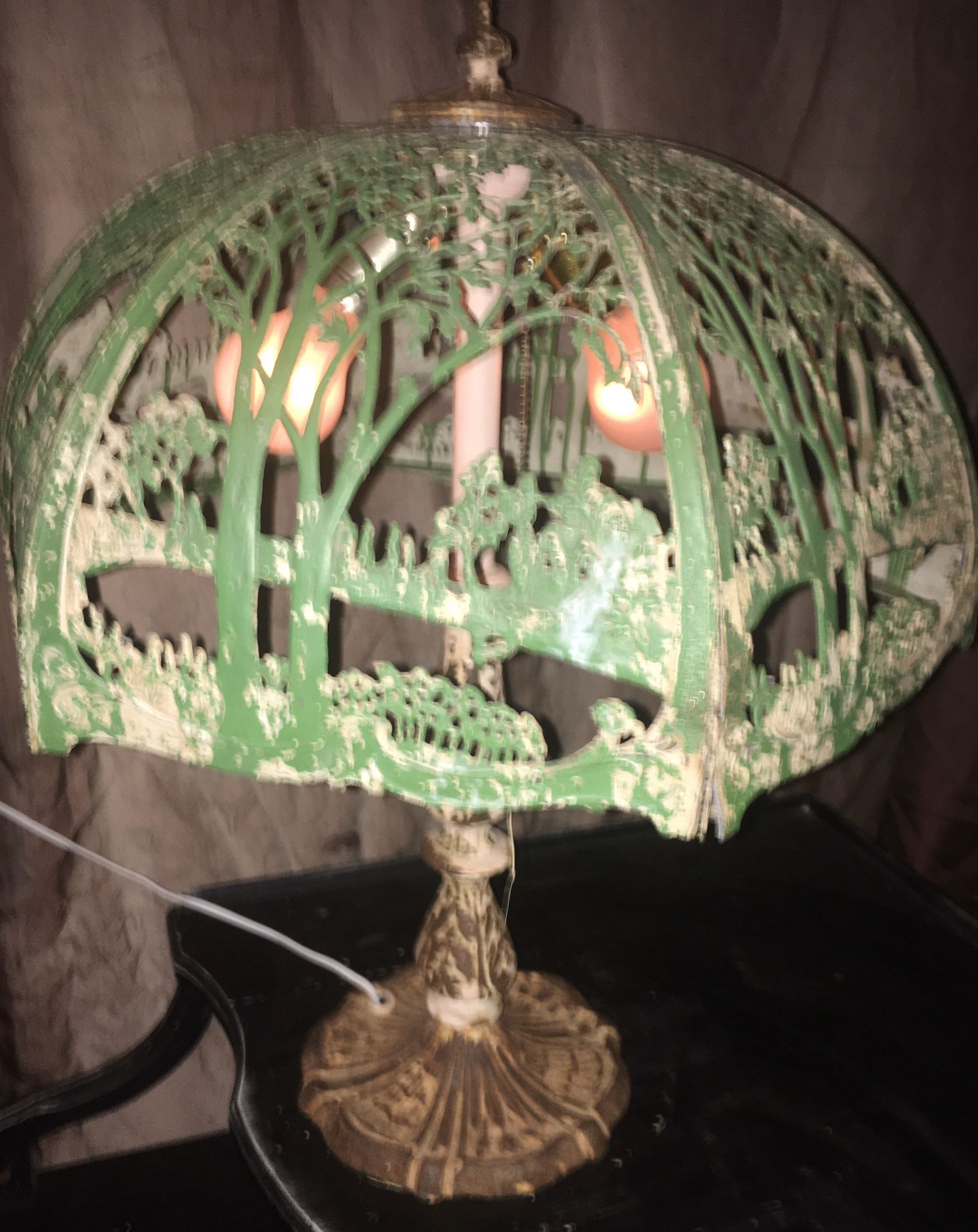 1920 antique miller art Nouveau 2 light dome lamp