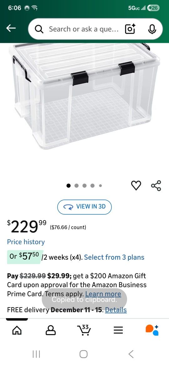 Storage Box,  Pack 3 ,90QT/85L Stackable Latch Box Durable Multi-Purpose Locking Bin with Lid and Black Clips for Bedding, Toys, Shoes and Clothes
