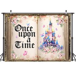 7x5ft Fairy Tale Books Backdrop Once Upon a Dream Old Opening Book Photography Background Castle Floral Princess Romantic Story Photo Background Weddi