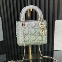 Dior classic pearlescent gray Daifei bag