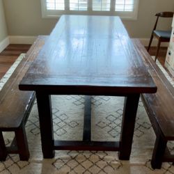 Rustic Farmhouse  Dining Table With Benches