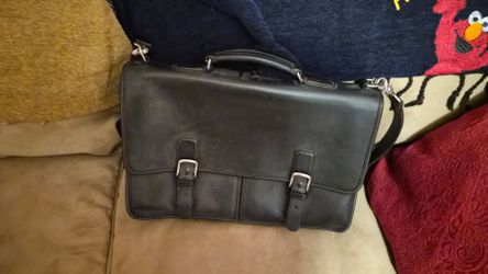 Coach Black Leather Briefcase with Shoulder Strap