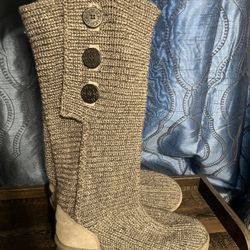 UGG Women's Classic Cardy Knit Boot Grey - 1016555-GREY