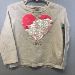 H&M Toddler Girls Heart Shirt - Size 3/4Y