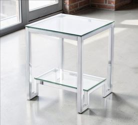 Two Modern  Glass End 2 Level  Side Table (mesas)