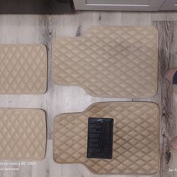 Set Of 4 Car/Suv Beige Floormats Non Slip Back