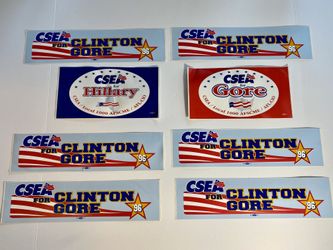 Lot of CSEA For Clinton & Gore/Hillary Stickers (8)