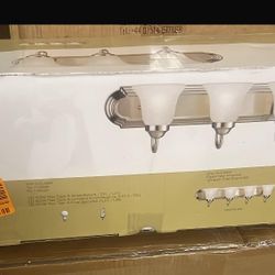 24 in. 3-Light Brushed Nickel Bathroom Vanity Light with Glass Shades