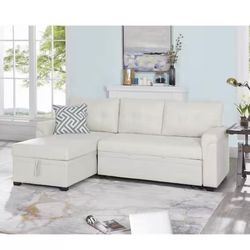 Velvet L-Shaped Sleeper Sectional Sofa