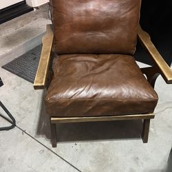 Brown Leather Accent Chair