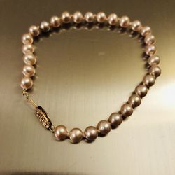 Pearls With 14k Gold Vintage Hand Bracelet 