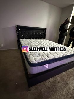 New queen bed frame with mattress
