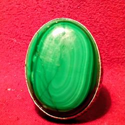 Vintage 925.Silver Malachite Stone Ring 