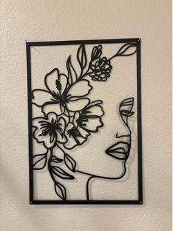 set of 3 black floral feminine wall art