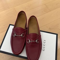 Gucci Red Leather Loafers