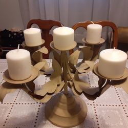  REALLY  UNIQUE  LOOKING  CENTER  piece  ALL  metal  NEW  Candles  16INCHES TALL 