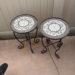 Two Mosaic Garden Tables