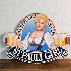 Vintage St. Pauli Girl Beer Sign Wood, Anheuser Busch, German Beer Original
