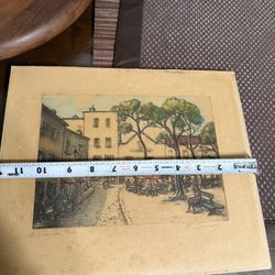Vintage Hand Colored Signed Engraving