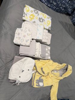 Baby robe and blankets