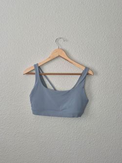 Athleta Women's Blue/ Grey Scoop Neck Strappy Workout Padded Bra Size Medium