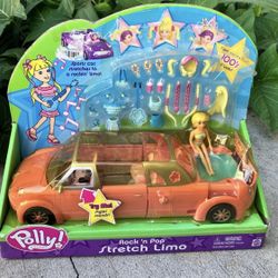 Vintage 2003 Mattel Polly Pocket Rock n Pop Stretch Limo Limousine Car Play Set