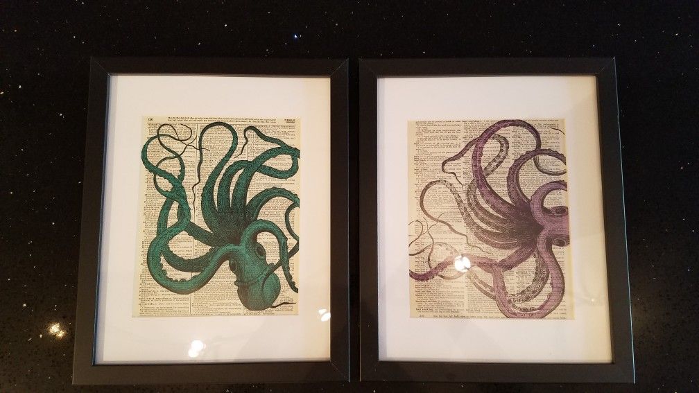 Octopus & Dictionary Art Prints